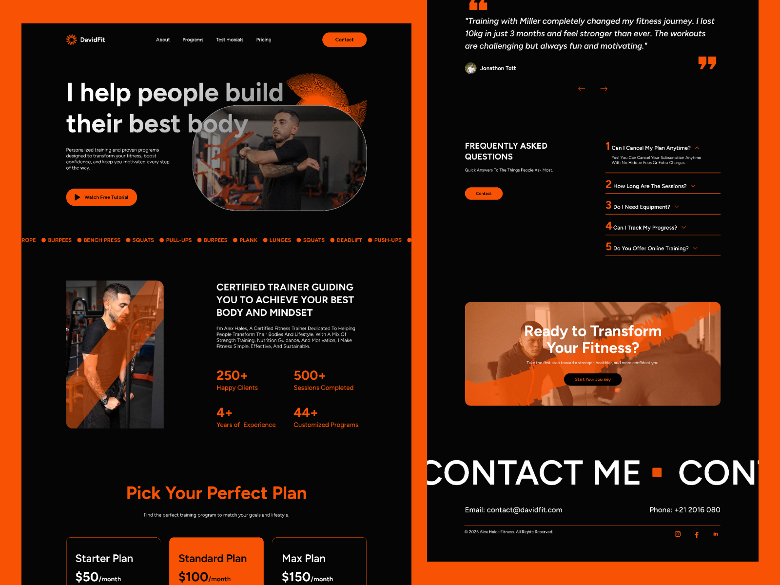 Personal Trainer Website Landing Page conversionfocuseddesign fitness landing page wellnessbrand