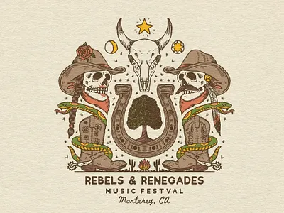 Rebels-&-Renegades-Music-Festival branding graphic design illustration logo retro