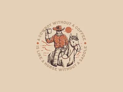 Cowboy-with-Coffee branding graphic design illustration logo retro