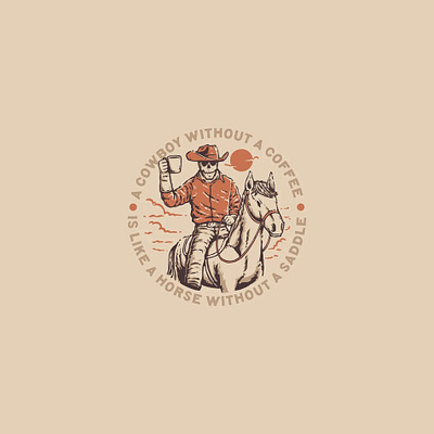 Cowboy-with-Coffee branding graphic design illustration logo retro