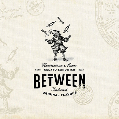 Between-Gelato-Sandwich branding graphic design illustration logo retro