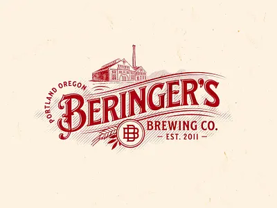 Beringer's-Brewing-Co branding graphic design illustration logo retro