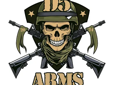 arms custom gun branding graphic design illustration logo retro vintage
