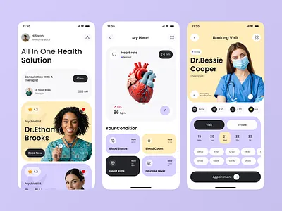 Health Care Application Mobile Ui Design appointment booking doctor app fitness and health health app health management health monitoring health tracker healthcare app hospital app medical app mobile app design mobile ui