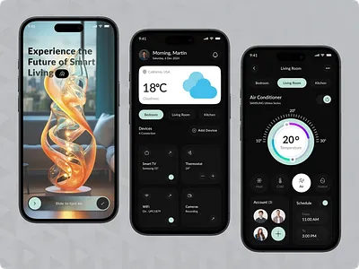 Smart Home Mobile App UI - Design ai app clean conditioning controls design fireart home inventory ios lamp mobile design smart smart home status toggle ui ux