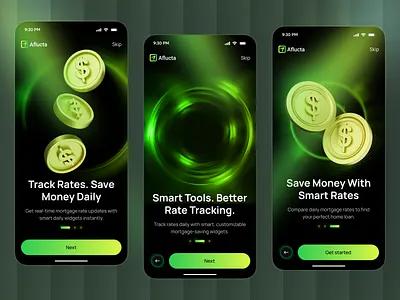 Onboarding Screen – AI Mortgage Rate Tracker App ai app app app design app onboarding finance app fintech ios mobile mobile app mortgage app onboarding onboarding flow onboarding screen splash screen ui welcome screen