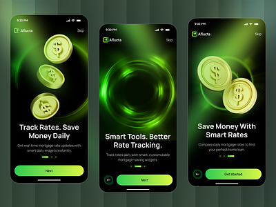 Onboarding Screen – AI Mortgage Rate Tracker App ai app app app design app onboarding finance app fintech ios mobile mobile app mortgage app onboarding onboarding flow onboarding screen splash screen ui welcome screen
