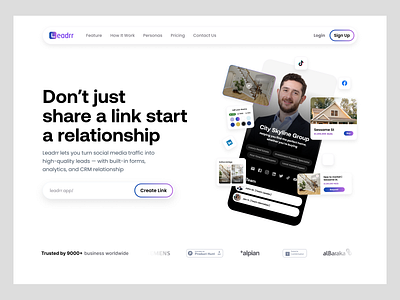 Leadrr – AI Bio Link website ai bio generator ai bio link ai design ai generator ai portfolio ai ux bio link branding business bio landing page link generator link management linktree product design profile link saas product social media social media bio wavespace web design