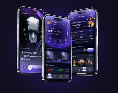 AI Crypto Trading App ai powered app ai trade app app design crypto trading app dashboard design finance app investment app mobile app mobile app design stock trading app trading platform uiux website