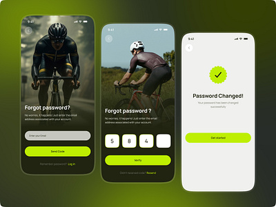 Cyclefy - Smart Bicycle App - Forgot Password Page 2fa android authentication screens bicycle bike bike tracker cycle cycle store design forgot password ios mobile app password reset reset reset password smart cycle ui ux ux design verification code