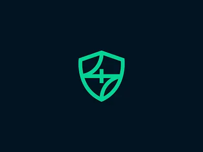 47 Shield Logo brand brandidentity branding design double meaning green logo logo logo design logo designer logo maker logomark logos logotype minimalist number unique logo