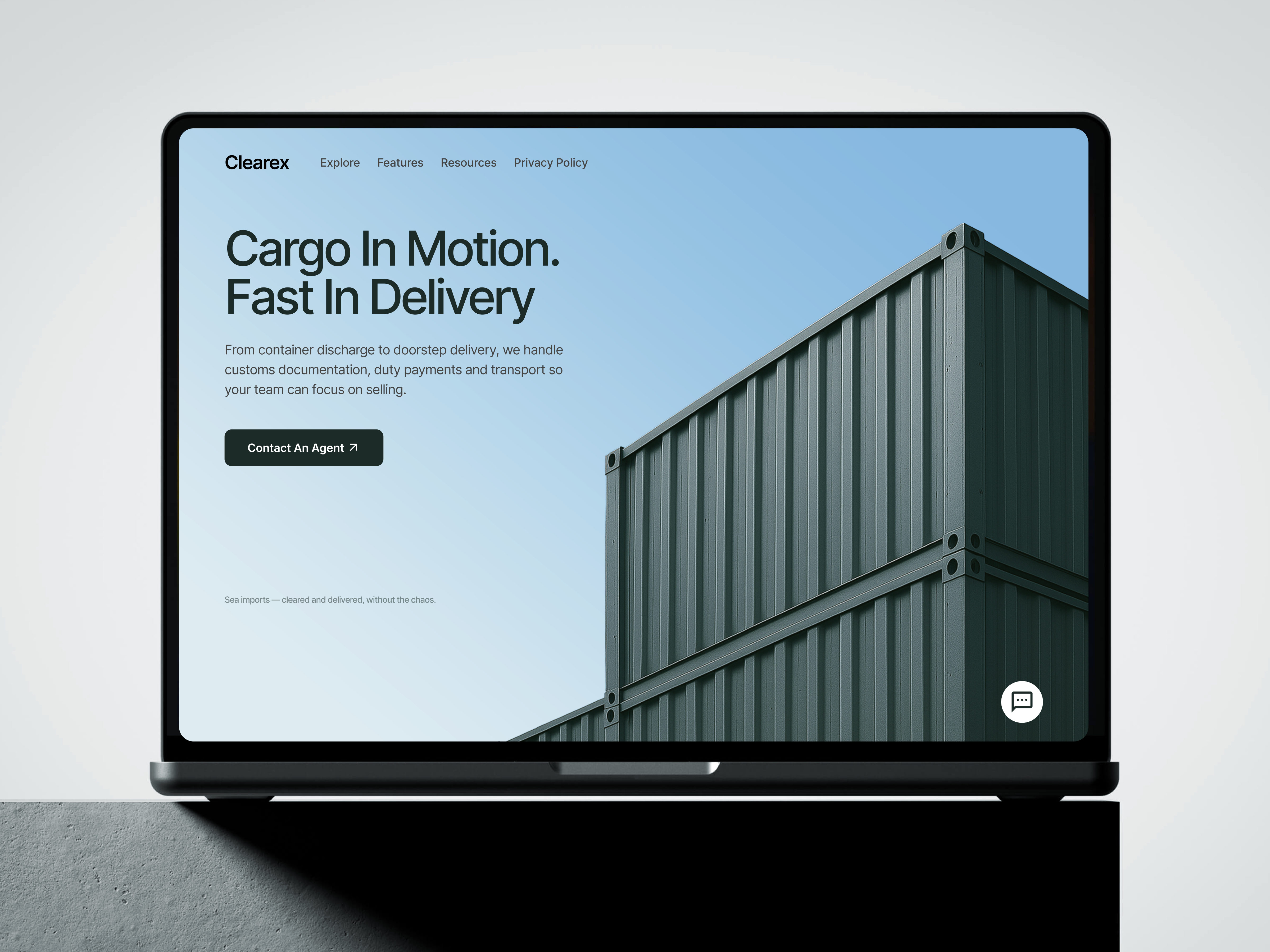 CLEAREX best cargo color custom export graphic design landing minimal page port simple trend ui ux web website