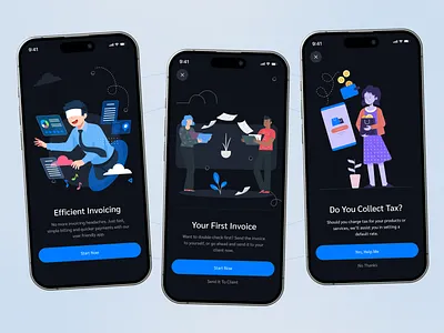 Onboarding Screen Invoice mobile app billing app finance app illustration invoice app invoicing app onboarding payment payment app ui ui desing user interface ux