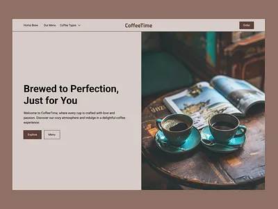 CoffeeTime Landing Page – UI Design branding ui