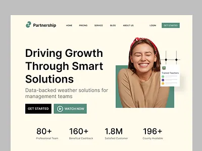 Smart Solutions – Landing Page Hero Section banners design businesswebsite herosection landingpage minimaldesign saas saasdesign startup ui uidesign uxui webdesign websitedesign