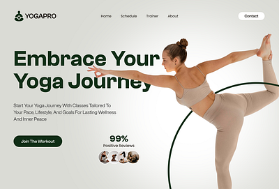 YOGAPRO - Yoga website landing page 3d app branding excercise fitness ui gym health landing page meditation ui mobile app design modern ui sports website techwitpro ui uiux design ux web design website design workout yoga landing page