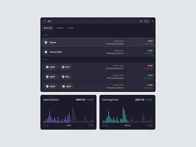 Extrados - Cryptocurrency Search Page analytics asset b2b clean crypto crypto currency dao dapp dark mode dashboard detail overview dipa inhouse investation modern design product design saas search page startup uiux wealth