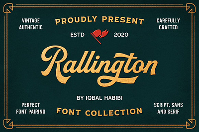 Rallington - Font Collection cursive script display font font collection handcrafted lettering logotype opentype script poster rallington font collection retro fonts typography vintage vintage stuff