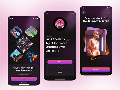 AI Fashion Assistant Mobile App ai app ai assistant ai fashion assistant ai fashion assistant app ai shopping app ai shopping assistant app ai ux design app app design ecommerce ecommerce design fashion ios app mobile app mobile app design mobile ui product design splash screen ui ux design ux design