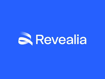Revealia logo design blue branding gradient identity logo modern r logo real estate revealia