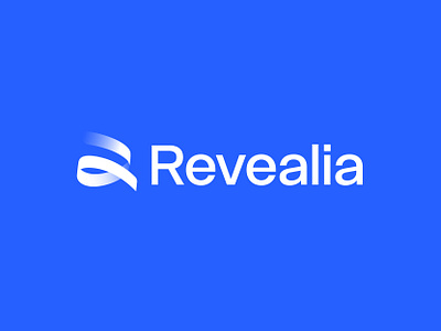 Revealia logo design blue branding gradient identity logo modern r logo real estate revealia