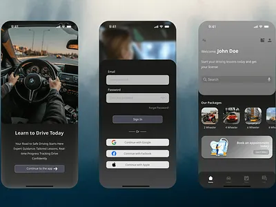 DriveEase – Driving School App UI Design branding graphic design ui