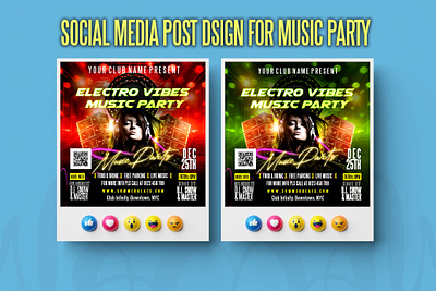Social Media Post Design For Music party bannerdesign clubevent clubeventflyer concertflyer danceparty eventdesign eventposter flyerdesigner graphicdesign livedj musicflyer nightclub partytime partyvibes posterdesign