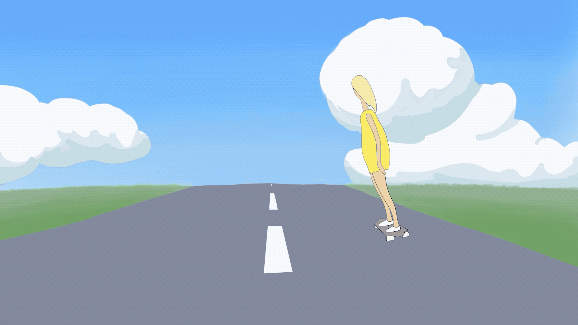 Board 2danimation animation board celanimation clouds dress girl motion graphics road sky