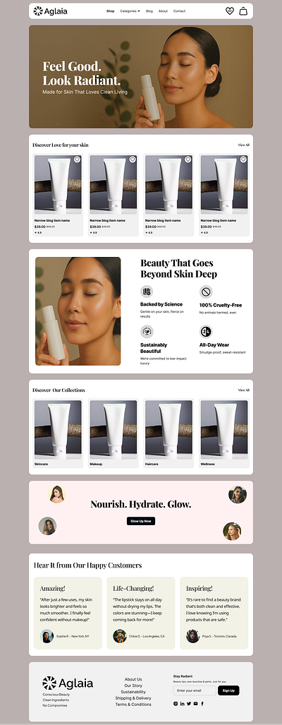 Aglaia – Cosmetics Website - Minimalist beauty cosmetics ecommerce inspiration makeup minimalist skincare ui uiux web design