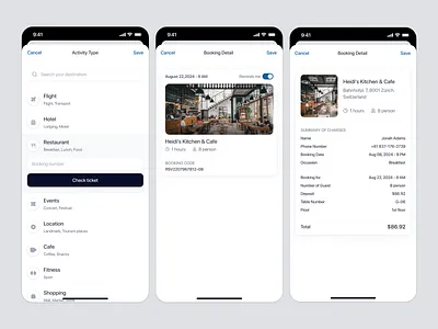 Travel & Booking App: Restaurant Reservation Flow ai booking travel ai travel ai travel app app design booking booking app design booking detail hotel hotel booking ios app design mobile mobile app mobile travel app product design travel travel agent travel app design travel booking trip planner uiux