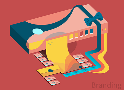 'Branding' Illustration branding design digital illustration graphic design illustration illustrator isometric primary colors red vector art
