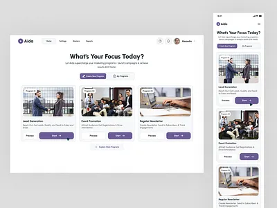 Aida Web App Design ai powered platform design digital platform growing business lead generation web app design program webapp design ui ui design ux ux design uxui design web app webapp uiux design website design