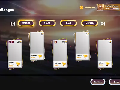 Racing Challenge Mode – Game UI Design 3d animation branding design game design graphic design illustration product design ui uiux user experience user interface vector