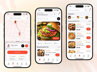 Food Delivery App UI Design app design clean delivery app design food food app food delivery food delivery app mobile mobile app mobile app desig mobile design restaurant restaurant app ui ui design uiux ux