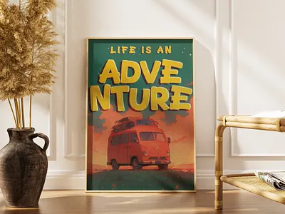 LIFE IS AN ADVENTURE adventure adventureposter creativedesign dribbbleshowcase graphic design photoshop pod poddesign positive posterdesign retro retrodesign roadtripvibes travel travelart typographydesign vibes wanderlustart