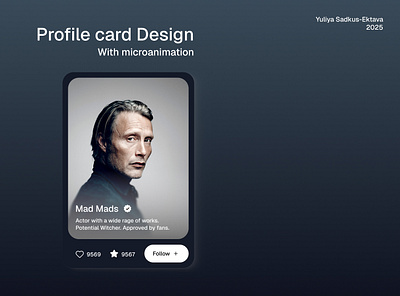 Profile Card Design | 2 animation variants animation case graphic design inspiration logic profile card ui user ux webdesign