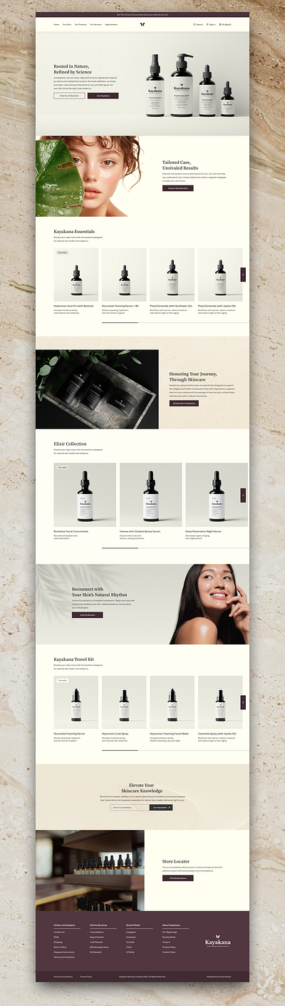 Website UI UX Design - Kayakana Skincare Brand branding cosmetics modern web design skincare ui web design