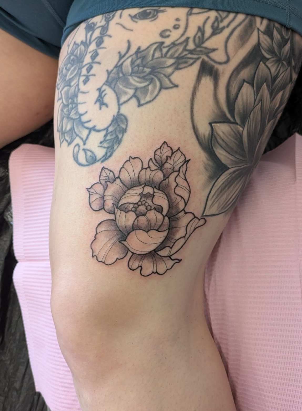 Peony. black and grey blackandgrey floral floral tattoo flower flower tattoo flowers peony tattoo tattooartist uktattoo wirraltattoo