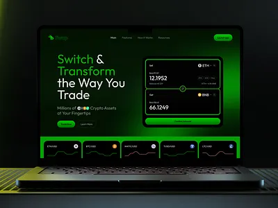 Crypto Exchange Website UI blockchain btc crypto crypto exchange crypto trading cryptocurrency dashboard defi design eth fintech interface neobanking product design ui ux web design web3 trading platform website design