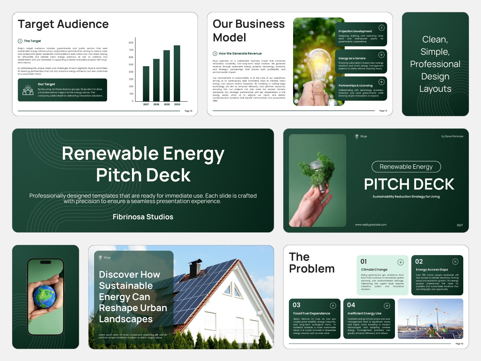 Stuja Renewable Energy - Pitch Deck business clean energy corporate eco green investor modern pitch deck presentation proposal renewable energy solar startup sustainability wind