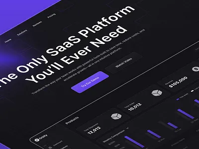 Saas Landing Page Dark animation crm dark design gradient landing page purple saas saas design ui ux web design widgets
