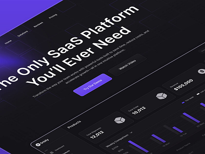 Saas Landing Page Dark animation crm dark design gradient landing page purple saas saas design ui ux web design widgets