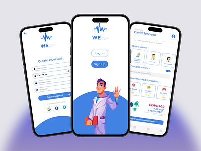 WeCare – Healthcare App UI Design adobe xd appointment app booking app dashboard app doctor app healthcare app mobile mobile app modern ui ui