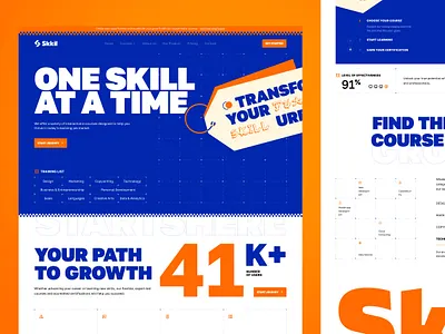 Skkil - E-Course Platform Landing Page Design bold coaching creative design education elearning homepage interface landingpage mentoring platform skills ui uiux webdesign website