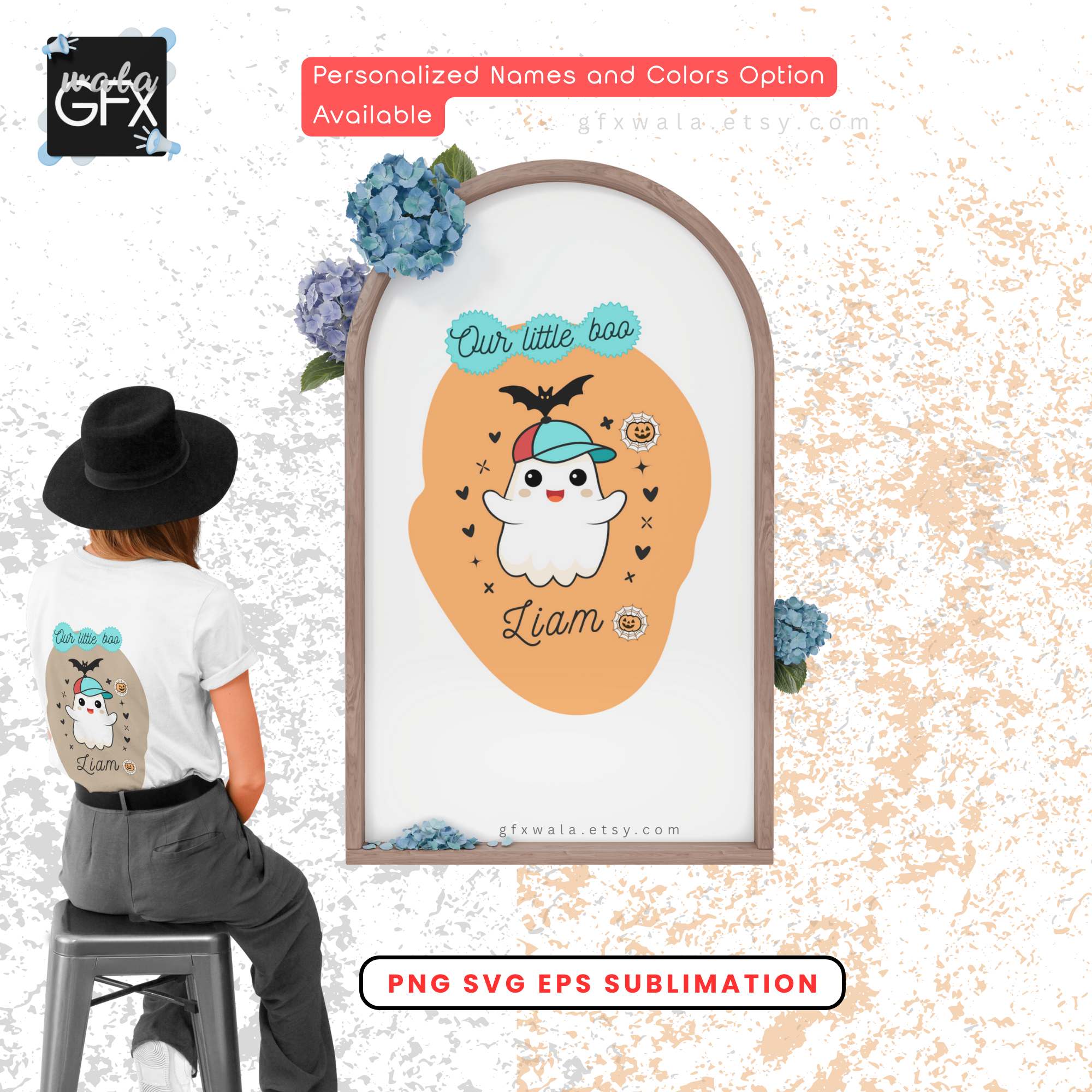 Little Boo Kids T-Shirt Design Personalized PNG SVG EPS For Etsy adobephotoshop baby boo t shirts baby kid tshirt custom tshirt design etsy graphic design halloween illustration littleboo personalized tshirts tshirt designs