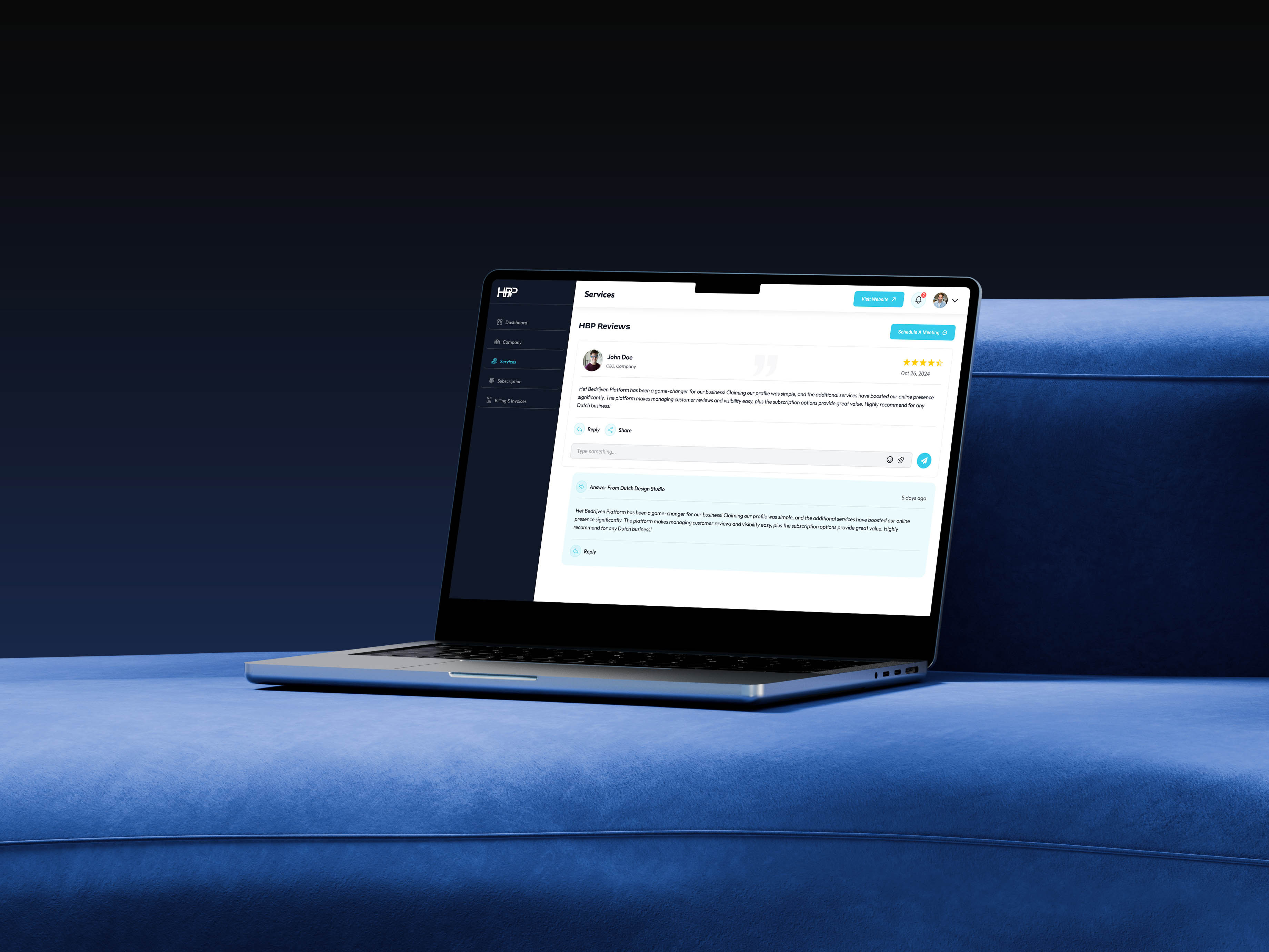 HBP Dashboard — Reviews, Ratings & Real-Time Chat Support businesstools cleandesign clientsupport customerfeedback dashboarddesign dribbbleui interfacedesign minimalui onlinereputation reviewsmanagement saasui uidesign uxdesign webappdesign webdashboard