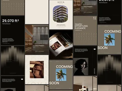 KOYA - Luxurious Social Media Templates brand assets brand templates branding fashion feed pnanning instagram grid posts luxury branding luxury real estate motion graphics premium instagram premium marketing materials real estate devepolment social media social media assets social media marketing social media templates uniko uniko studio visual identity