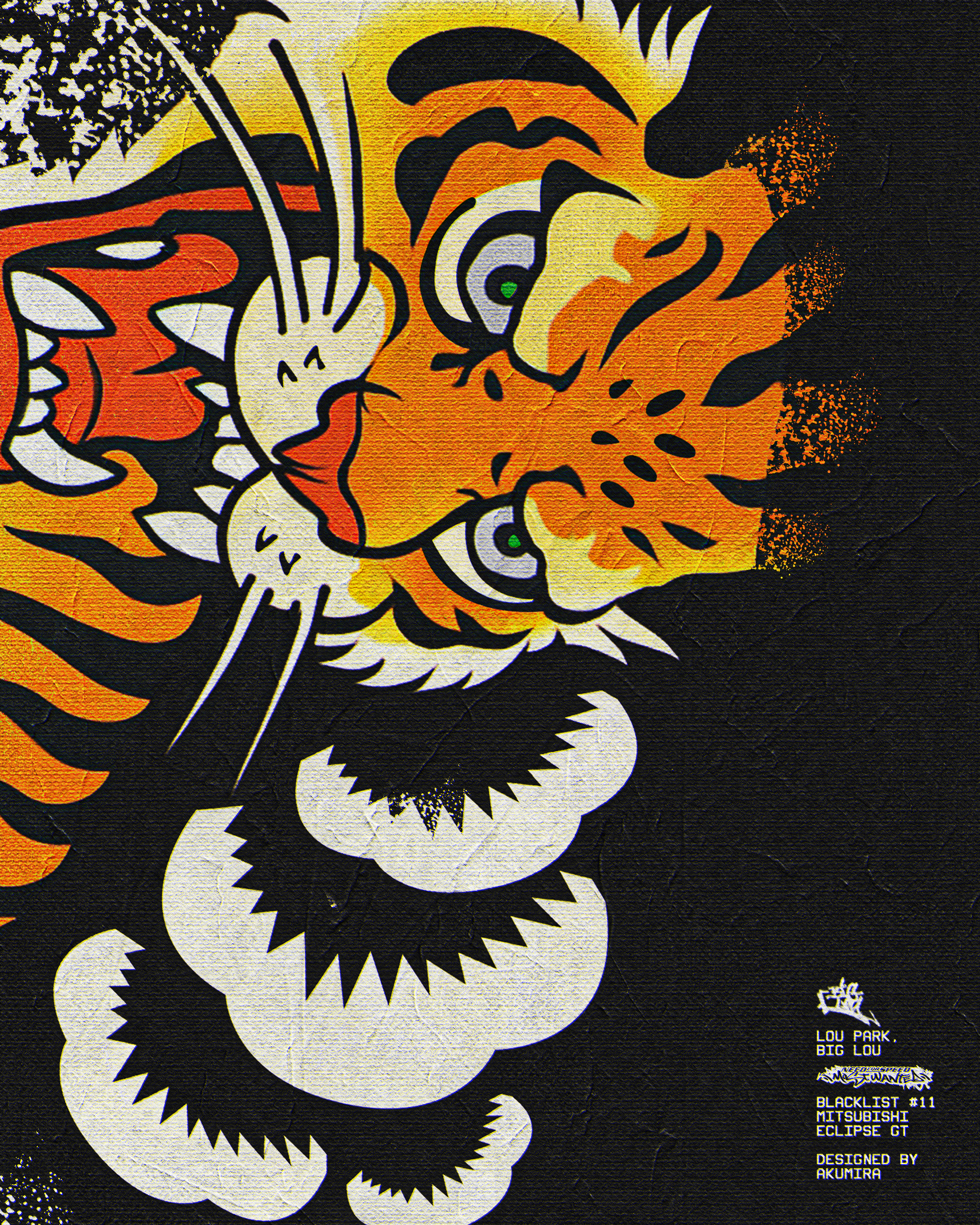 Need For Speed Most Wanted 2005 - Blacklist #11 Big Lou art design graphic design illustration inspire poster tiger wallpaper