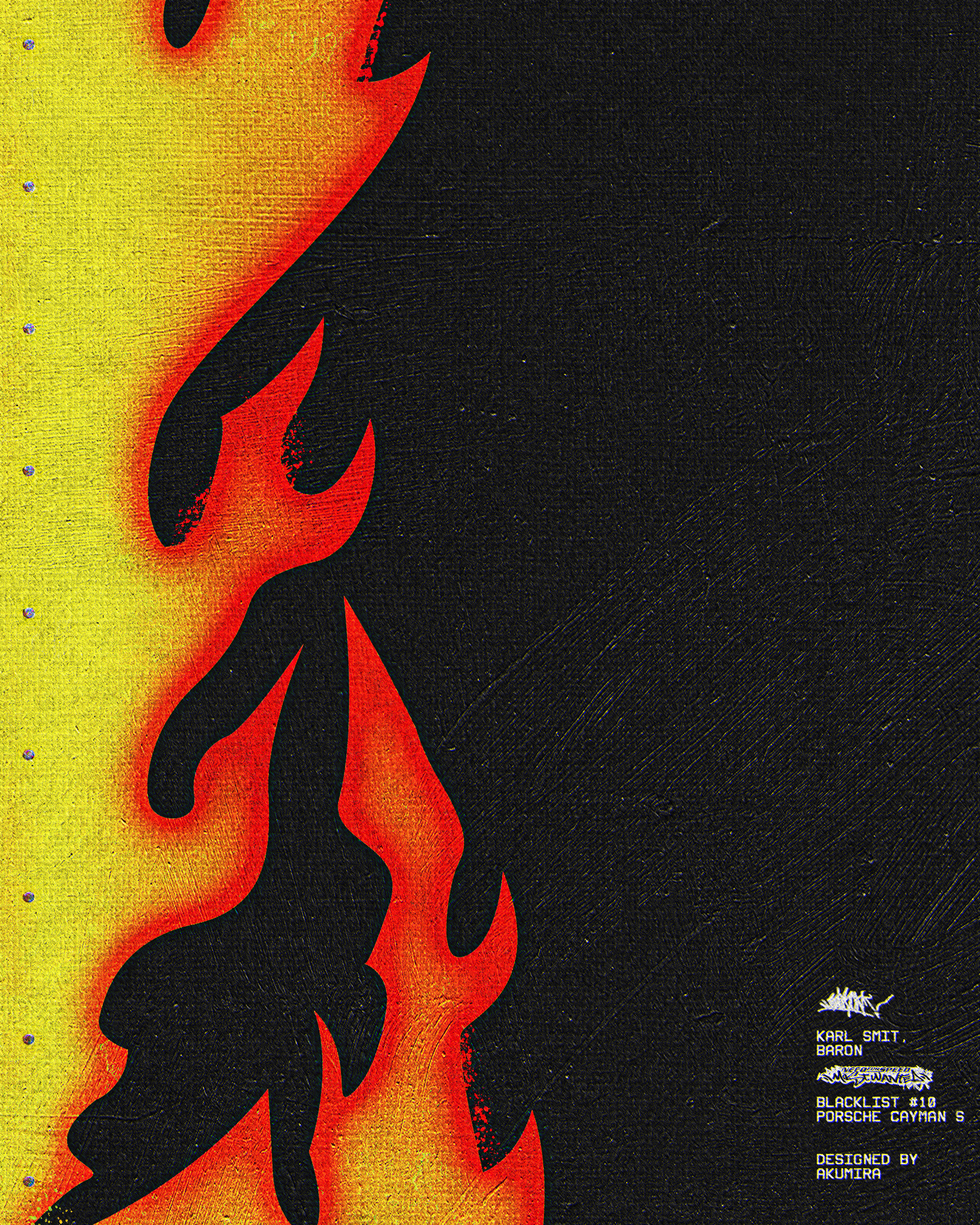 Need For Speed Most Wanted 2005 - Blacklist #10 Baron art design flame graphic design illustration inspire poster