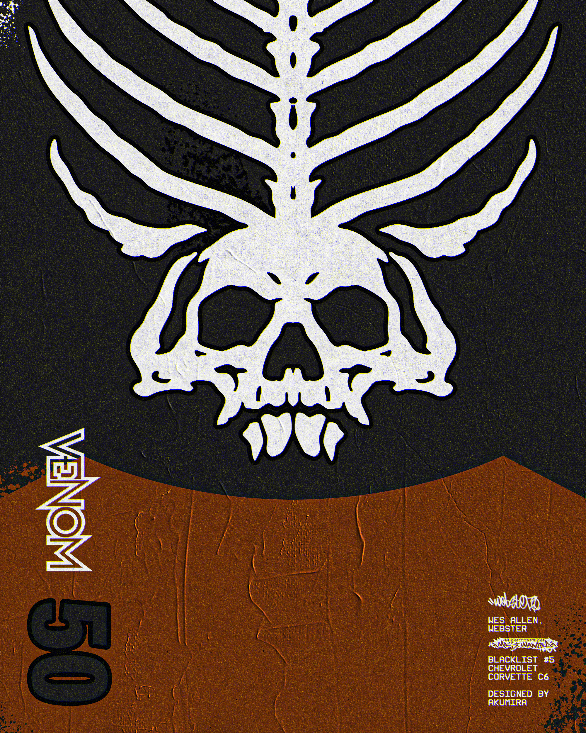 Need For Speed Most Wanted 2005 - Blacklist #5 Webster art design graphic design illustration illustrato inspire pattern poster skull vector wallpaper